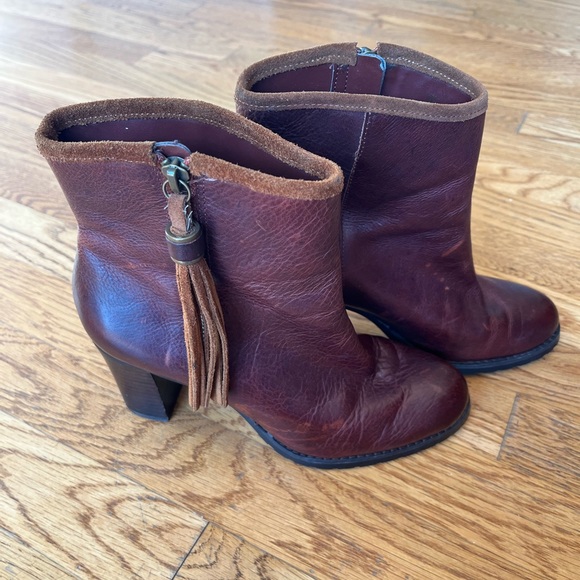 Ralph Lauren Carah Ankle Boots Tassel Fringe Brown - Picture 4 of 10